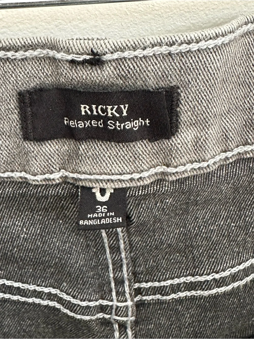 True Religion Ricky Relaxed Straight Gray Jeans Men’s 36
